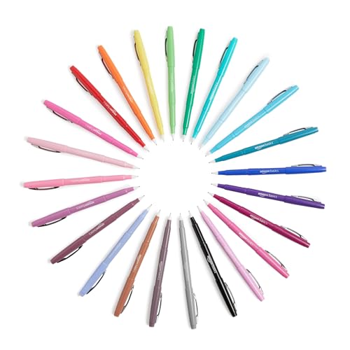 Image of Amazon Basics Felt Tip Marker Pens, Assorted Colors, for Art Projects, Writing, Drawing, and Journaling, 12-Pack