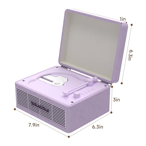 Image of Portable CD Player with Bluetooth 5.2, Rechargeable Battery & Built-in Speakers - Hi-Fi Retro Suitcase Design for Home Decor, AUX /TF Card Support - Ideal Gift (Light Purple)