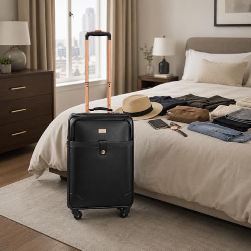 Image of 3G Cabin Trolley Bag, Hard Luggage | 4-Wheel Suitcase with Laptop Compartment for Business Travel | TSA Lock with Anti-Theft Zipper, Business Luggage Bag (Black 20 inch)
