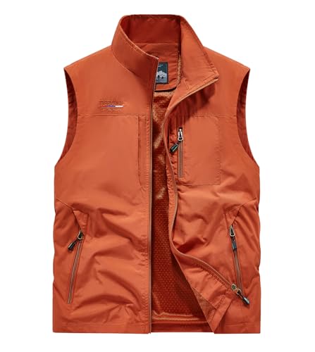 Image of Lightweight Outdoor Vest Jacket for Men, Windbreaker for Golf, Safari, Travel, Fishing, Hiking