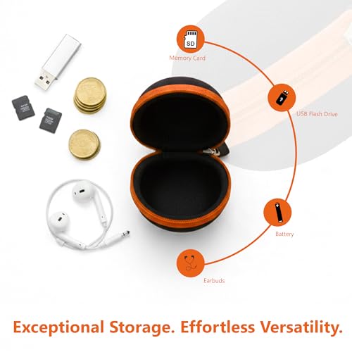 Image of GadgetBite Earphone Carrying Case, Multi-Purpose Travel Organizer for Earphones, Headsets, Pen Drives, SD Cards, Shock-Proof Ballistic Nylon, Soft Fabric, Mesh Pocket for Accessories - Orange