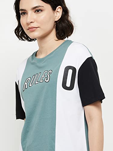 Image of Max Women Regular Fit Colourblock Round Neck T-Shirt