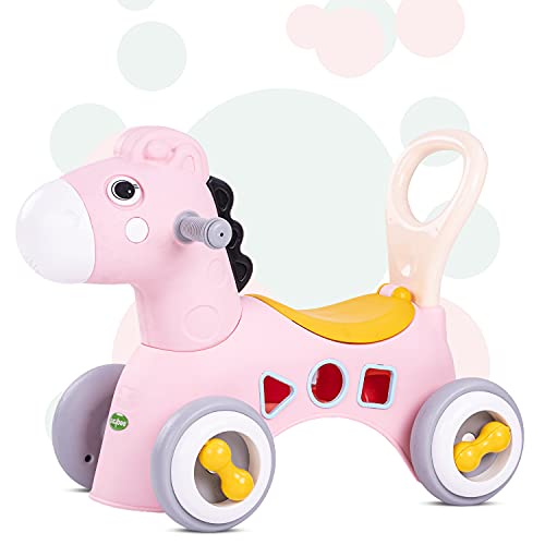 GoodLuck baybee Horse Rider for Kids Ride-On Kids Car with Shape Sorting Activity Kids Toys & Storage | Push Car Rider with Smooth Wheels Baby Car for Boys & Girls 1-3 Years (Giraffe Rider, Pink) Toy Review India (Iknoor World )