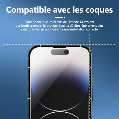 Image of NEW'C 3 Pack Privacy for iPhone 14 Pro Screen Protector (6.1 inch), Enhanced 28-Degree Privacy Angle, Ultra Durable 9H Hardness, Bubble-Free