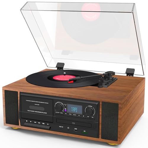 Boytone BT-98SM Bluetooth Classic Turntable Record Player System, AM/FM Radio, CD/Cassette Player...