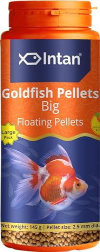 Image of Intan Goldfish Pellets for Fish | Aquarium Fish Food for All Life Stages Fishes | Daily Nutrition Fish Feed | Big Floating Pellet 145 Gm,Large Pack, 2.5 mm Dia