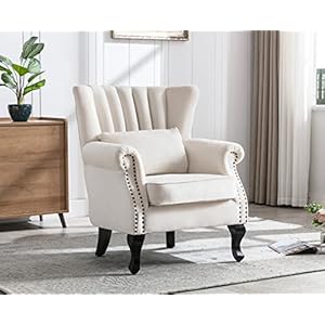 Kmaxcreamaccentchairvelvetwingbackchairwithpillownailheadchanneltuftedoversizedclubchairforlivingroombedroomguestroom Urban Country Home Decor Kmax cream accent chair velvet wingback chair with pillow nail head channel tufted oversized club chair for living room bedroom guest room urban country home decor