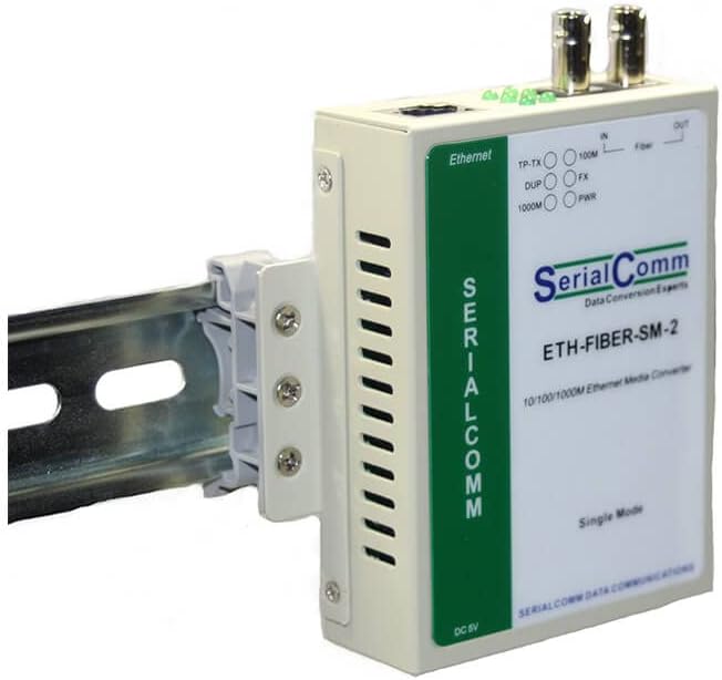 ETH-FIBER-SM-2-ST, Single Mode gigabit ethernet to Fiber Optic Converter 1G, Industrial-Grade, High Reliability Media Converter with a 5-Year Replacement Warranty.
