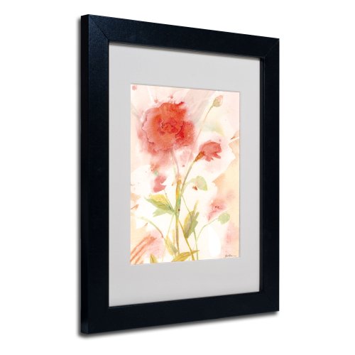Trademark Fine Art Wild Rose Matted Framed Art by Sheila Golden in Black Frame, 11 by 14-Inch