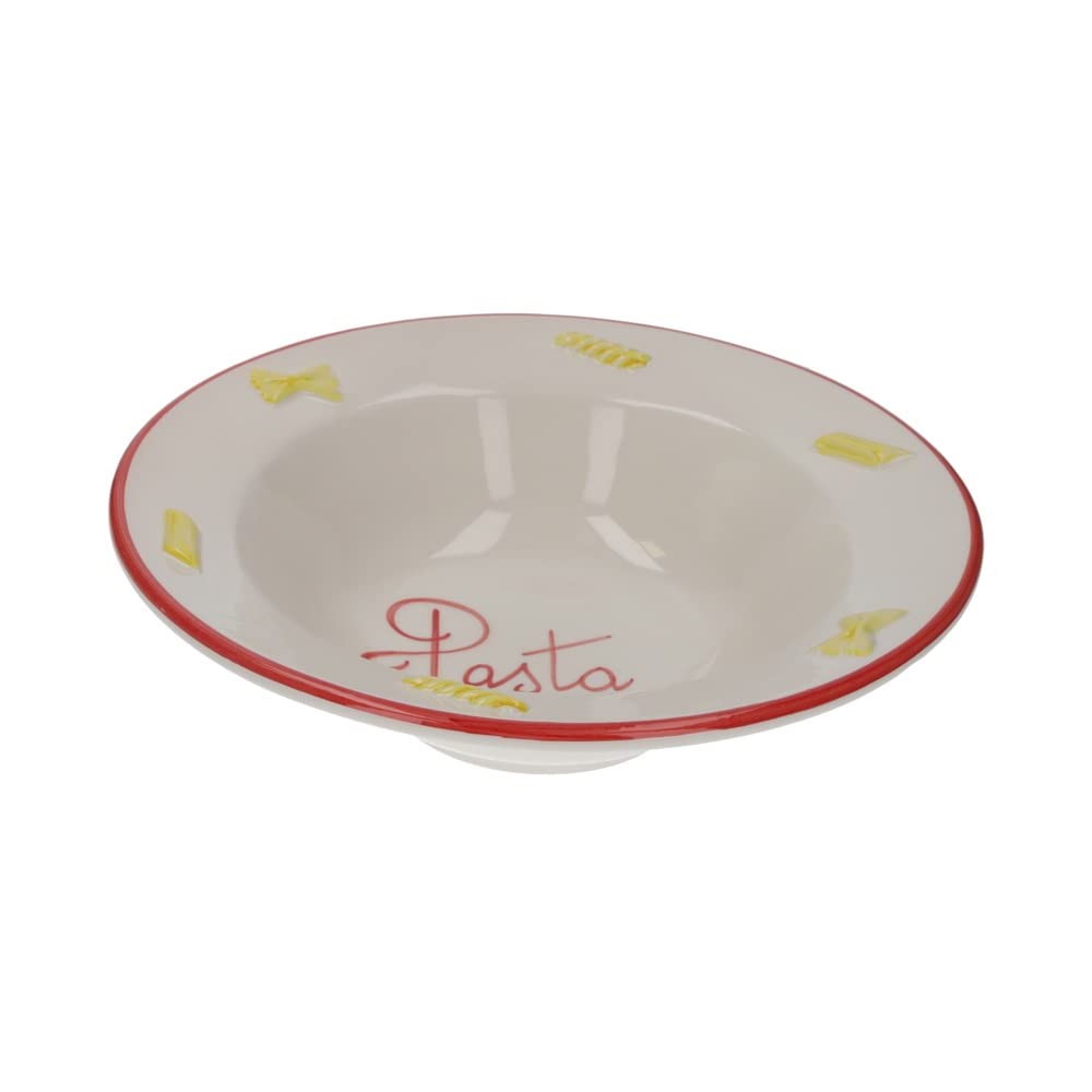 Keyhomestore - Assiette creuse à pâte en céramique, hauteur 9 cm, diamètre 33 cm, idéal comme plat porté par table. Produit fabriqué en Italie.