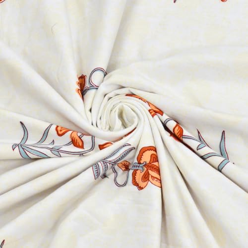 Image of BLOCKS OF INDIA 100% Cotton Dohar King Size Reversible Hand Block Printed Malmal Summer Dohar /Blanket (Grey Orange Flower)