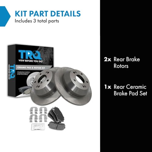 Image of TRQ Rear Brake Pad and Rotor Set Ceramic Compatible with 2015-2020 Kia Sedona