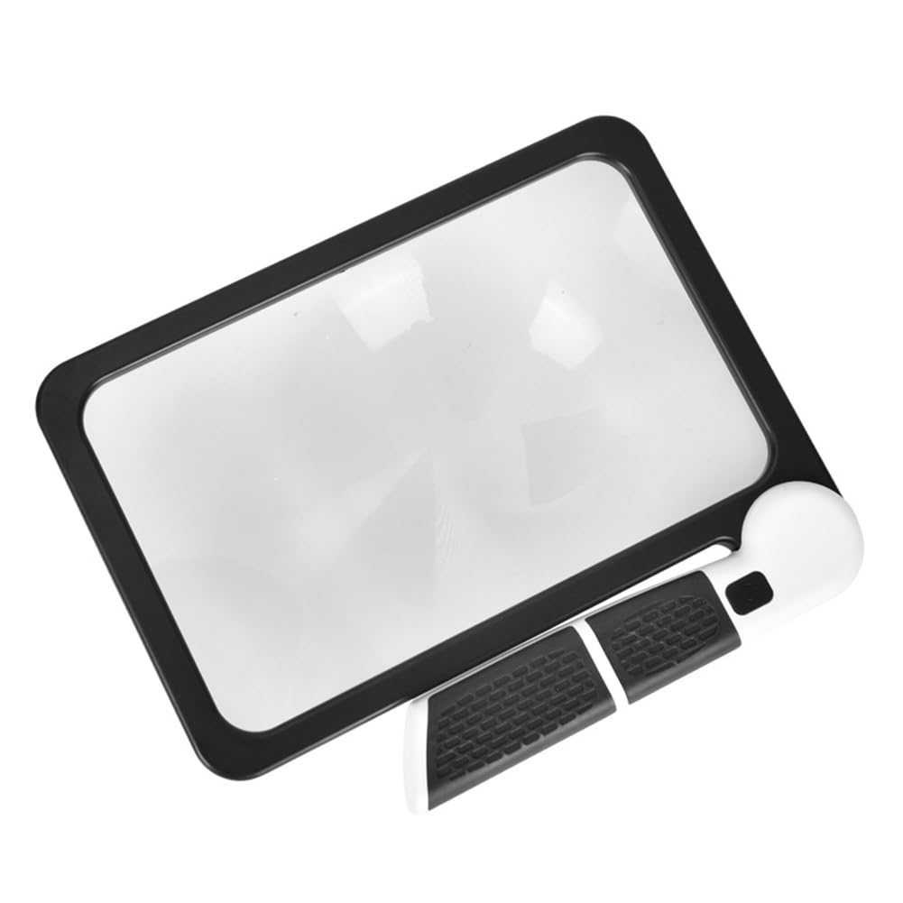 Jnchdghwa 5X Magnifying Glass with 48 LED Lights Handheld Large Rectangle Reading Magnifier Dimmable