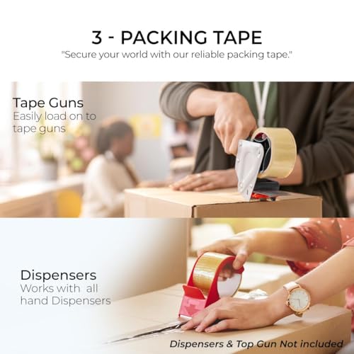 Stick Well Verpackungsklebebandrolle – 48 mm x 66 m, geräuscharm, stark klebend, transparentes Paketklebeband für Kartonverpackungen, Umzug – Ideal für Klebebandspender (transparent, 3er-Packung)