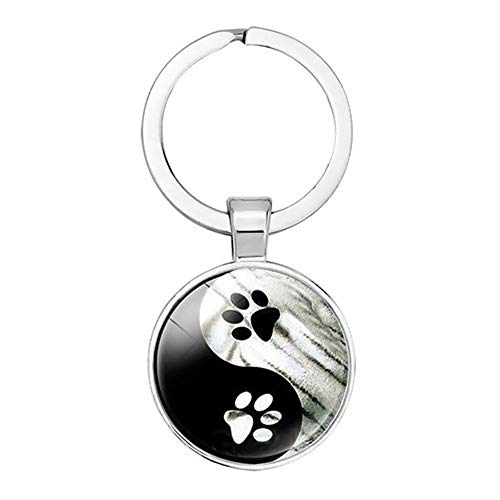 Dreamlife Yin Yang Pfoten-Anhänger für Katzen- und Hundefreunde als Schlüsselanhänger