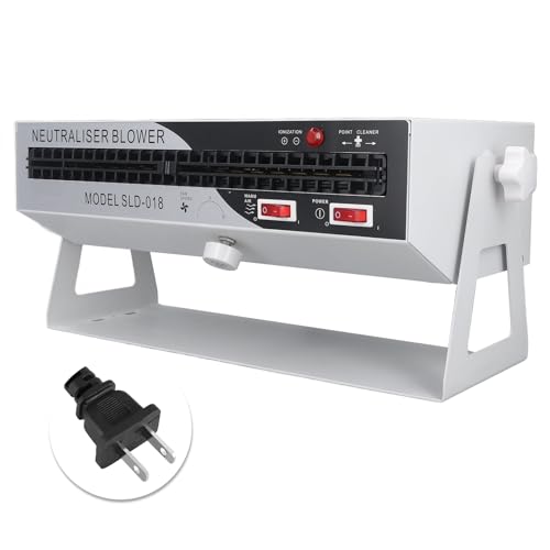 Ionizing Air Blower, 70-120CFM ESD Ionizer Fan, LED Display Anti Static Ionizer Fan with Bracket, Industrial Static Elimination Machine for Widely Use, Adjustable Wind Speed (US