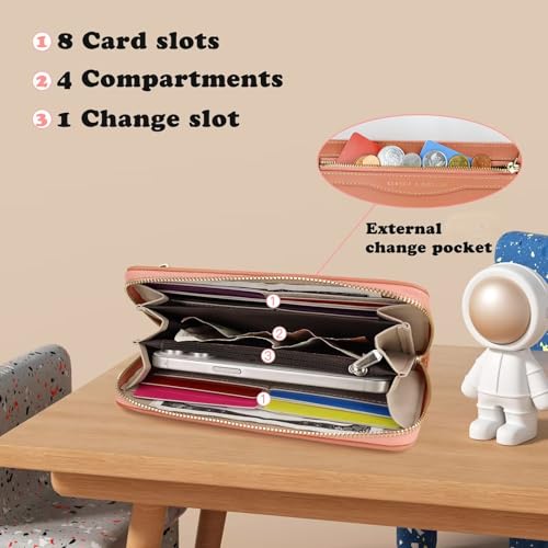 Andiker Wristlet Wallets for Women, Soft PU Leather Women’s Purse Large Capacity Ladies Purse with Detachable Wrist Strap (Pink)4