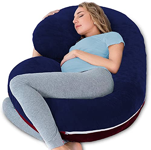 Moms Moon Full Body Support Pregnancy Pillow/Maternity Breastfeeding Pillow for Pregnant Women Velvet C Shaped Reversible ( Dark Blue & Maroon, pack of 1 ) (B09B1XP199) Amazon Price History, Amazon Price Tracker