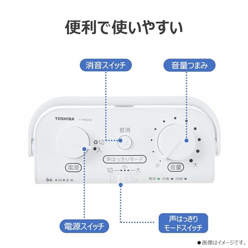 undefined TOSHIBA (東芝) テレビ用 スピーカー TY-WSD20 ワイヤレス お手元スピーカー ステレオ 2.4GHz かんたん操作 光デジタル AUX 接続 声はっきりモード 防滴 置くだけ充電 充電式 外部入力 母の日 父の日 敬老の日 の商品画像 7