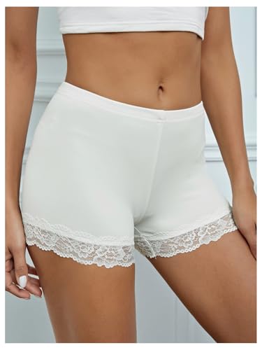 Image of MakeMeChic Women's Summer Lace Trim Shorts Biker Under Dresses