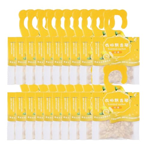 20 Packungen mit hängenden Duftsäckchen, langanhaltender Lufterfrischer, natürlicher Duft, Aromatherapiebeutel für Kleiderschrank, Auto, Schublade, Schrank (Zitrone)