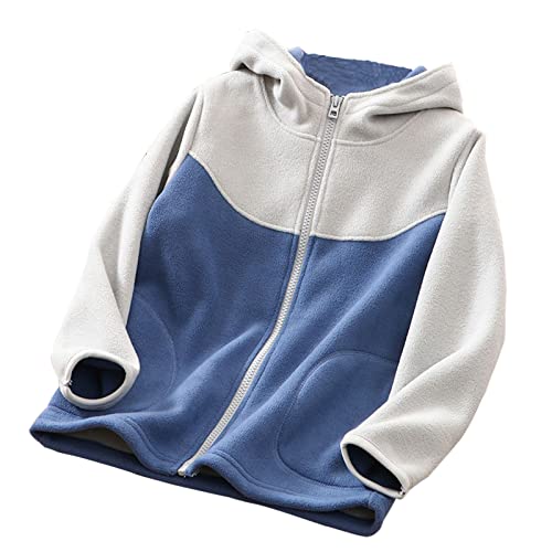 Fall Jacket for Toddler Toddler Boys Girls Long Sleeve Winter Patchwork Colour Fleece Zippered Hoodie (Grey, 4-5 Years)