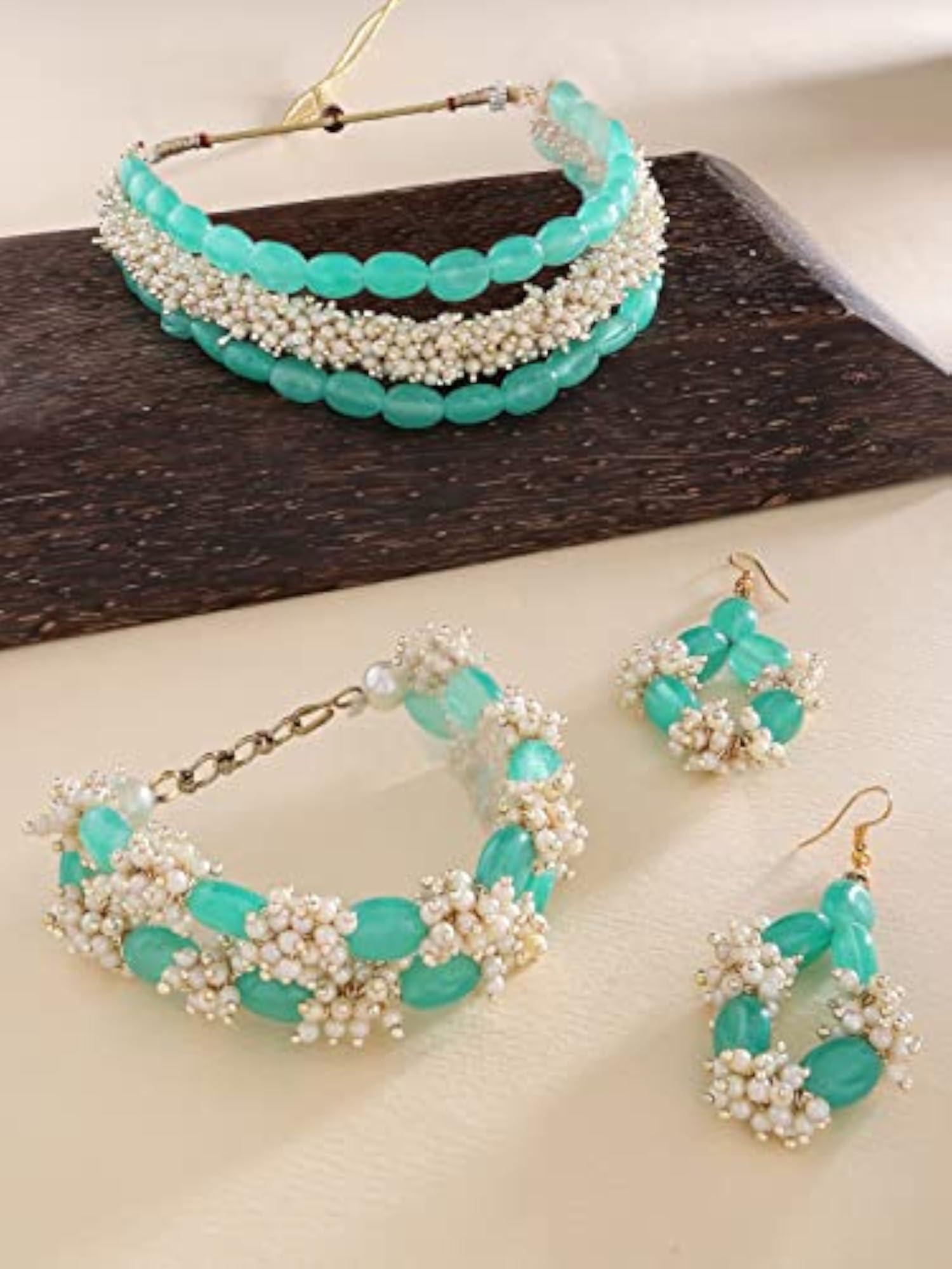 Beads & Cluster Strand Choker Set-ZPFK13762