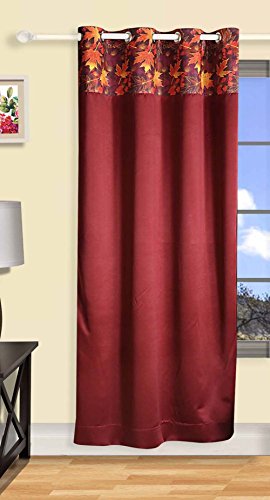 Image of Swayam 100% Blackout Polyester Long Door Curtain for Living Room & Bedroom | 9 Feet | Room Darkening Curtain with Eyelets | Pack of 1 | Solid Design - Maroon