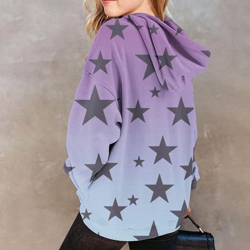 Cute Y2K Hoodies for Girls Star Graphic Oversized Long Sleeve Sweatshirts Kids Fall Winter Pullover (Purple, 7-8 Years)3