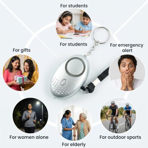 Image of ZIBUYU Safety Alarm Keychain, 1 Pack, 130dB Siren, LED Light