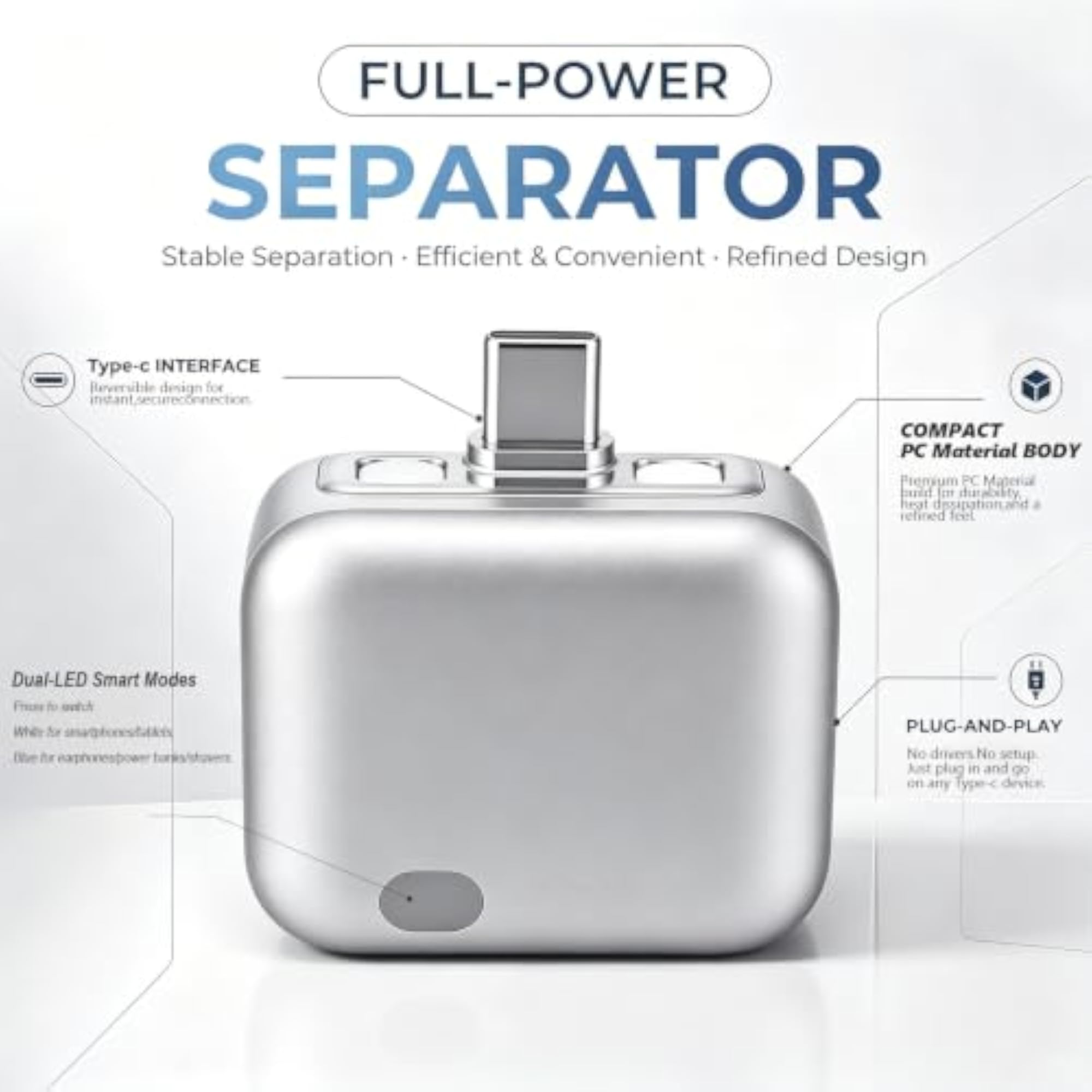 140W USB-C Charging Adapter Separator, Smart Auto Stop