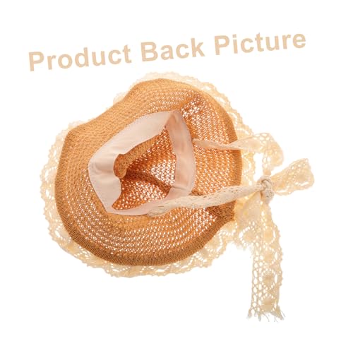 BESTYASH Girls Wide Brim Lace Sun Hat for Vacation Breathable Boy Girl Beach Hat with Uv Adorable Style for Outdoor Activities and Family Trips Beige3