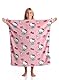 Kanguru Hoodie Kids, Tragbare Decke mit Löchern für Hände und Arme aus fleich mikrofaser, Blanket Hoodie, Geschenkideen für Kinder, Oversized Hoodie 80x90cm Pink, Oversize