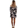 SVALIY Women Off Shoulder Ruffles Floral Tunic Casual Party Shift Short Dress (M, Navy)