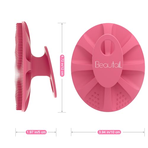 Image of Silicone Body Scrubber Shower Bath Wash Brush Gentle Exfoliating Scrub Cleansing Loofah for Women Men Baby Sensitive Skin, Easy to Clean, Lather Nicely, More Hygienic, 1 Pack, Pink