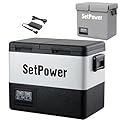 Setpower PT55 Electric Cooler With Cover,Dual Zone Portable Freezer Fridge,58 Quart(55L) 12 Volt Refrigerator Camping Fridge for Car, RV, Truck,Vehicles,Travel and Home Use,12/24V DC & 110/240V AC