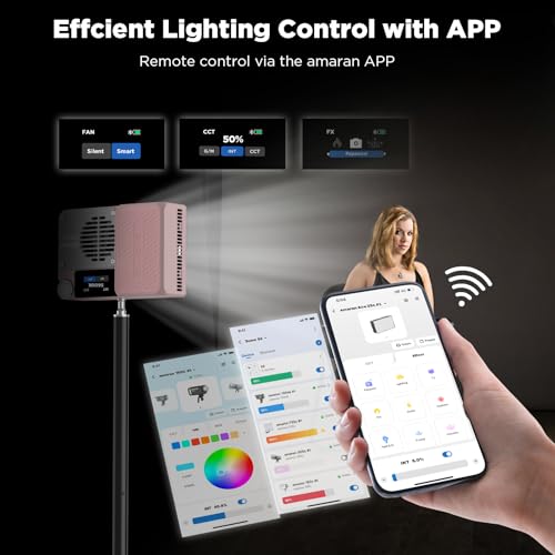 Image of Amaran Ace 25c Kit, Pocket RGBWW LED Light, Boost Mode Up to 32W, Full-Color Mini Video Light (2,300-10,000K), 1,171 Lux@1m at 5,600K, 4500mAh Battery with PD Charging for Mobile Creators (Pink)