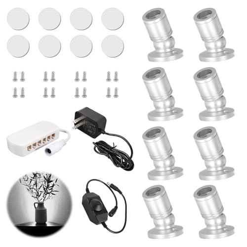 Image of LED Mini Spot Light, 8PCS 1.5W 5V Dimmable Spotlight Accent Lights for Artwork Display, Jewelry Showcase, Museum Cabinet, Retail Store Lighting (6400K, Daylight)
