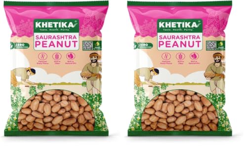 Image of Khetika Peanuts 1Kg | Ground Nut Raw, Groundnut, Raw Peanuts, Moongfali, Unpolished, Rich in Protien & Fiber, Naturale (Pallilu) (Pack of 2)