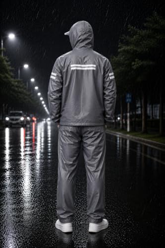 Image of TAGAS Men's Raincoat ||Waterproof for Bike ||Reversible Double Layer with Hood || Set of Top and Bottom With Cap rain Wear