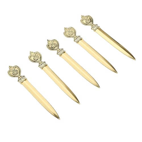 Generic Apriscatole Vintage in Lega di Zinco, Strumento Di Apertura Posta Busta Metallo per Casa, Scuola e Ufficio, Oro 5 Pezzi