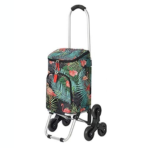 Goodvk Carritos de la Compra De Peso Ligero Plegable Compras Impresa Flor de Tela Bolsa de Carro de la Compra con 2 Tri-Ruedas Ligero y Portátil (Color : C, Size : Free Size)