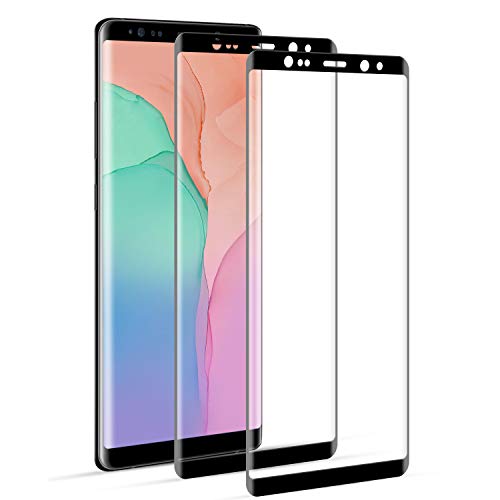 DOSNTO Protector Pantalla Completa 3D Samsung Galaxy Note 8  Cristal Templado, 2 Pack, Caso Amistoso, De Punta a Punta, Sin Burbujas, Anti-Scratch, Sensible al Tacto, Ultra HD