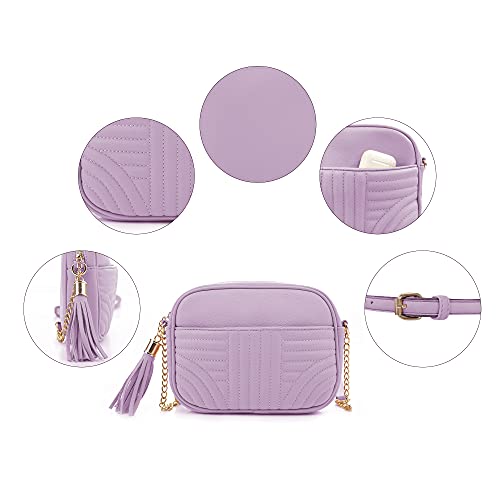 Image of EVVE Quilted Crossbody Bags for Women - Stylish Camera Bag with Tassel - Lightweight Medium Size Shoulder Purse