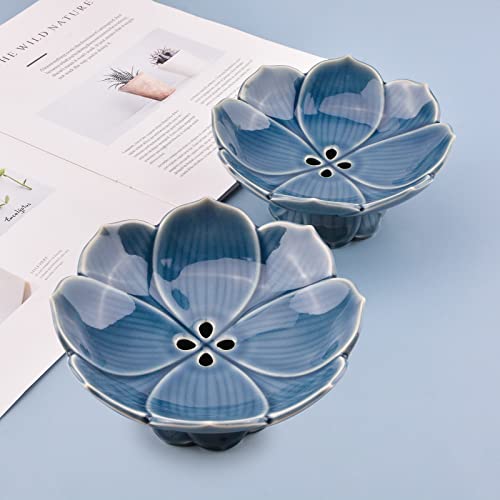 Craffancy Flower Arranging Supplies, Cyan-Blue Lotus Flower Vase Ceramic Flower Pot For Ikebana Floral Art Fruit Dish Home Decoration #TOP3