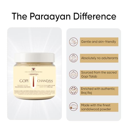 Image of Gopi Chandan Original White Chandan Powder for Tilak & Pooja | Safeed Chandan Vaishnav Tilak from Gopi Talab Mixed with Braj Raj | Krishna Vishnu Ram Chandan Tilak | Pure Chandan Powder
