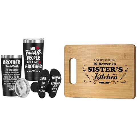 GwhyGifts Gifts for Brother Sister,Funny Socks 20 Oz Tumbler and Personalized Cutting Board Cover