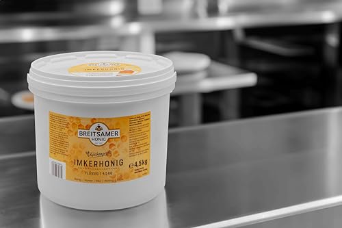 Breitsamer Imkerhonig Blütenhonig flüssig 4,5 kg Eimer für Küchenprofis – Aromatischer Honig ideal für Großverbraucher Hotels Gastronomie (1 x 4500g)