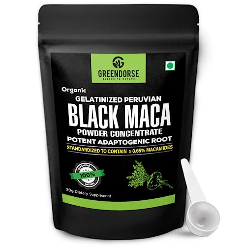GREENDORSE Peruvian Black Maca Root Powder Concentrate |Std. 0.65% Macamide & Macaenes by HPLC, 3rd Party Lab Tested | Stamina & Reproductive Health Support, Performance,Vitality- High Potency-50g GREENDORSE Peruvian Black Maca Root Powder Concentrate |Std. 0.65% Macamide & Macaenes by HPLC, 3rd Party Lab Tested | Stamina & Reproductive Health Support, Performance,Vitality- High Potency-50g