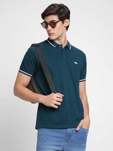 Image of Dennis Lingo Men's Cotton Solid Regular Fit Mandarin Collar Short Sleeve Polo Tshirt